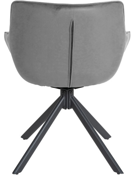 Fauteuil moderne pivotant en Velours Gris clair Métal Noir Mat Larimo - 2