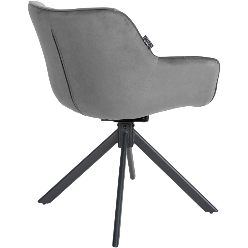 Fauteuil moderne pivotant en Velours Gris clair Métal Noir Mat Larimo - 3