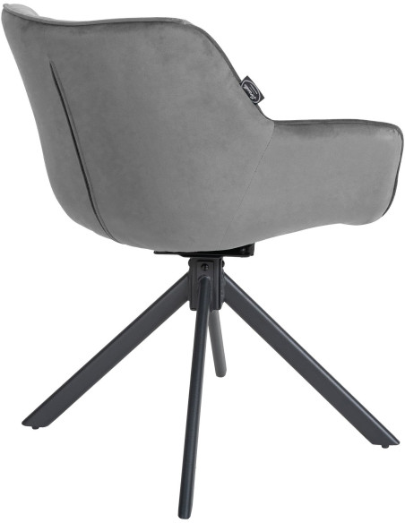 Fauteuil moderne pivotant en Velours Gris clair Métal Noir Mat Larimo - 3