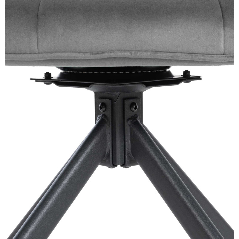 Fauteuil moderne pivotant en Velours Gris clair Métal Noir Mat Larimo - 5