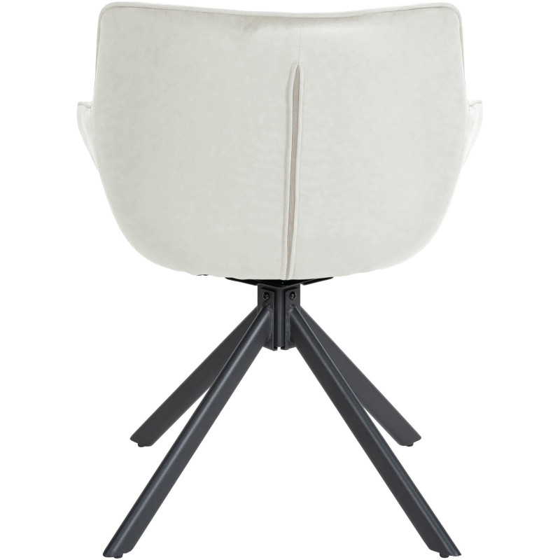 Fauteuil moderne pivotant en Velours Blanc crème Métal Noir Mat Larimo - 2