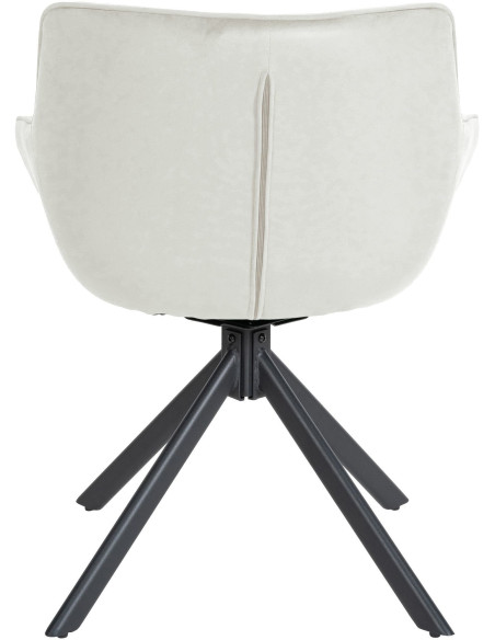 Fauteuil moderne pivotant en Velours Blanc crème Métal Noir Mat Larimo - 2