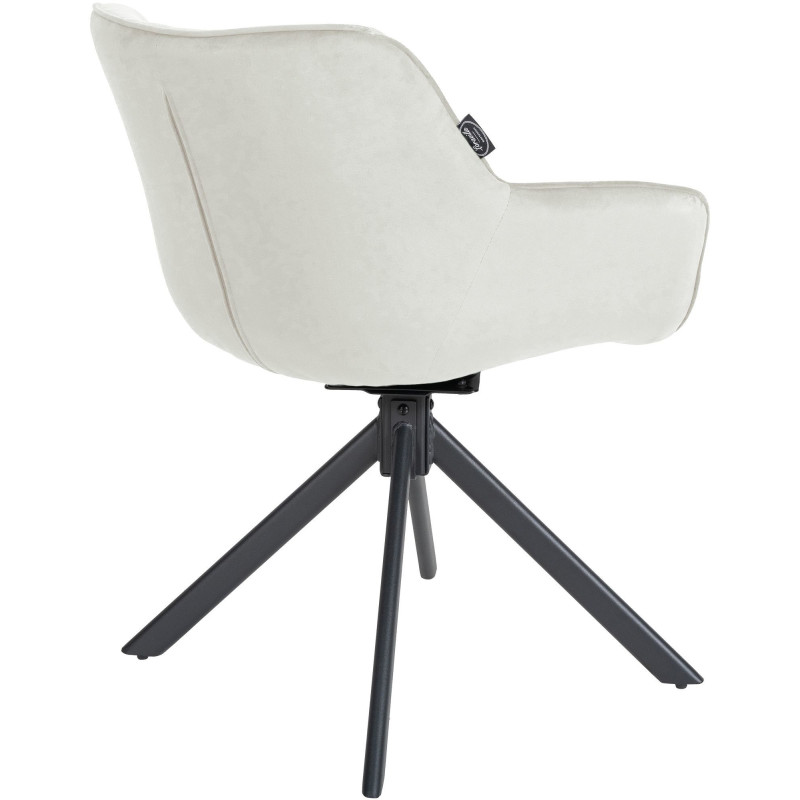 Fauteuil moderne pivotant en Velours Blanc crème Métal Noir Mat Larimo - 3