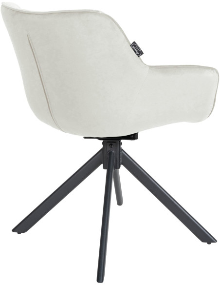Fauteuil moderne pivotant en Velours Blanc crème Métal Noir Mat Larimo - 3