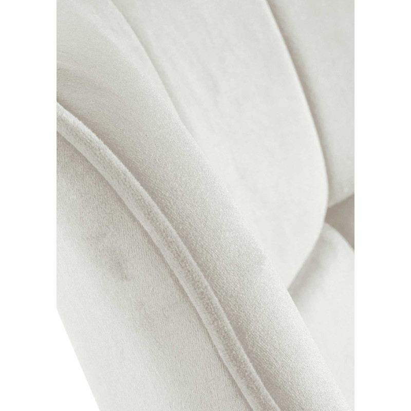 Fauteuil moderne pivotant en Velours Blanc crème Métal Noir Mat Larimo - 4