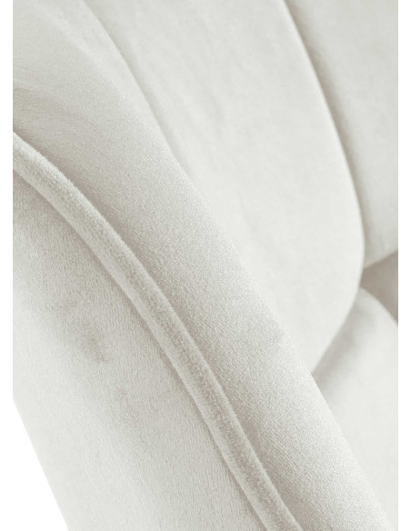 Fauteuil moderne pivotant en Velours Blanc crème Métal Noir Mat Larimo - 4