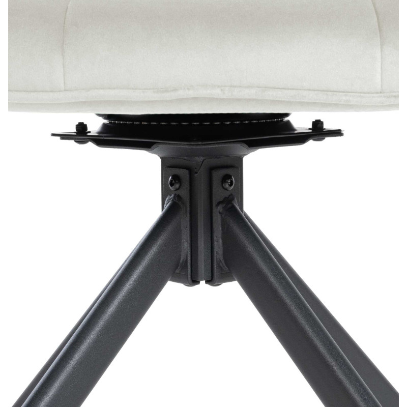 Fauteuil moderne pivotant en Velours Blanc crème Métal Noir Mat Larimo - 5