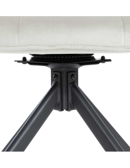 Fauteuil moderne pivotant en Velours Blanc crème Métal Noir Mat Larimo - 5