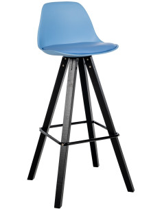 Tabouret de bar moderne en Polyuréthane Bleu Bois de hêtre Noir Luccio - 1