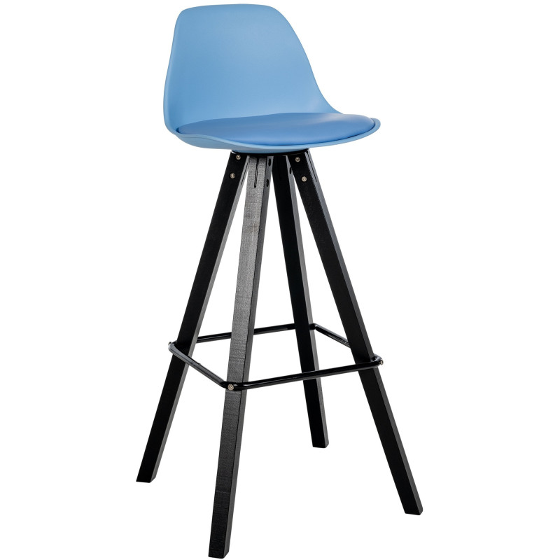 Tabouret de bar moderne en Polyuréthane Bleu Bois de hêtre Noir Luccio - 1