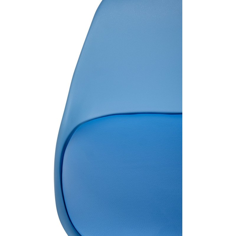 Tabouret de bar moderne en Polyuréthane Bleu Bois de hêtre Noir Luccio - 2