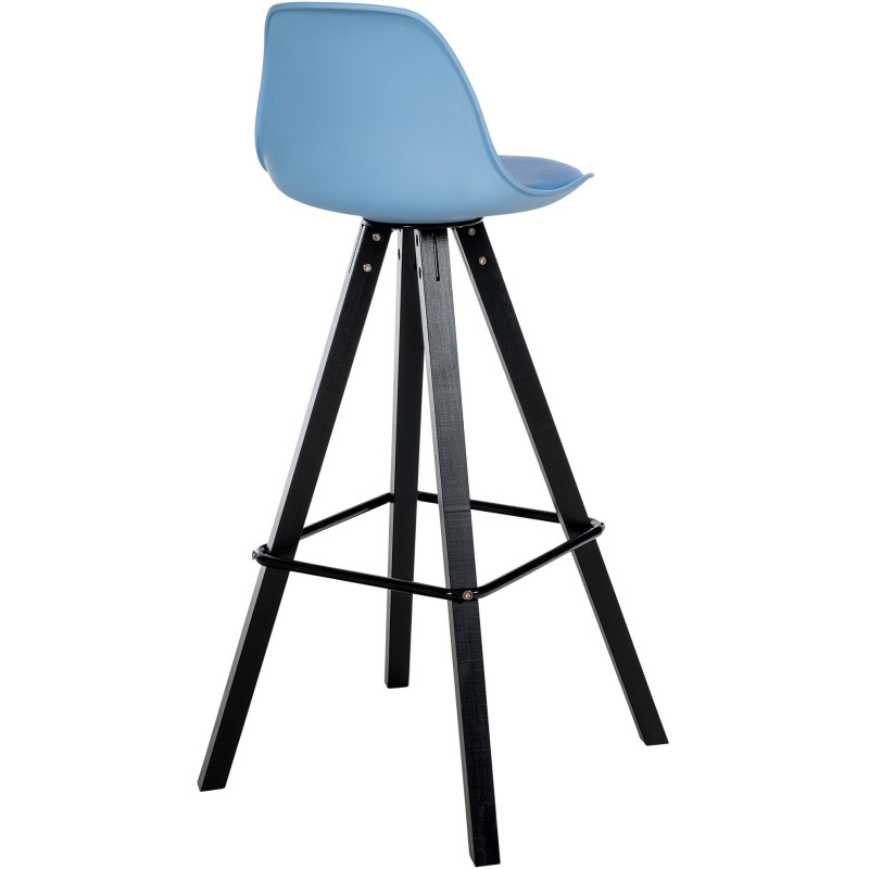 Tabouret de bar moderne en Polyuréthane Bleu Bois de hêtre Noir Luccio - 4