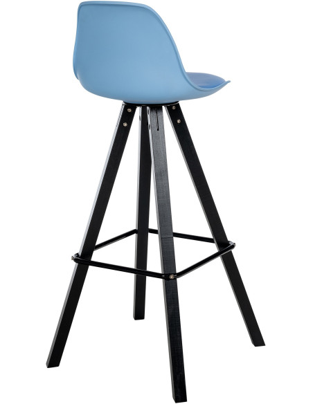 Tabouret de bar moderne en Polyuréthane Bleu Bois de hêtre Noir Luccio - 4