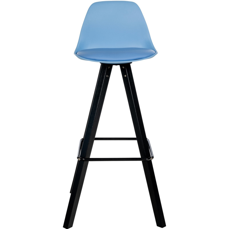 Tabouret de bar moderne en Polyuréthane Bleu Bois de hêtre Noir Luccio - 5