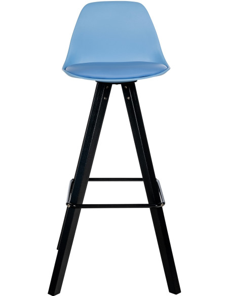 Tabouret de bar moderne en Polyuréthane Bleu Bois de hêtre Noir Luccio - 5