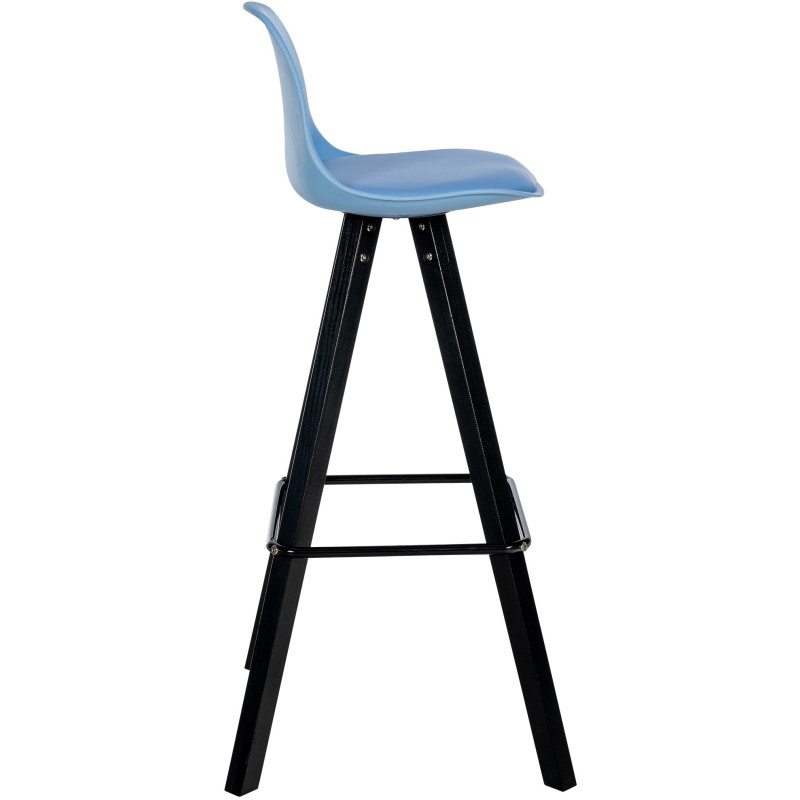 Tabouret de bar moderne en Polyuréthane Bleu Bois de hêtre Noir Luccio - 6