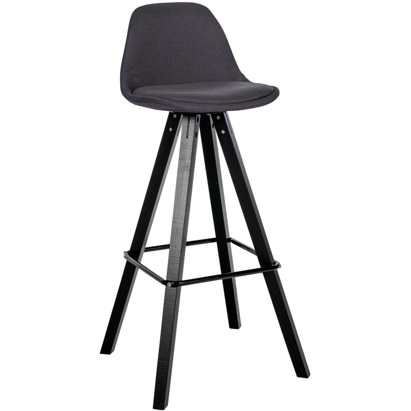 Tabouret de bar moderne en Tissu Gris foncé Bois de hêtre Noir Luccio - 1