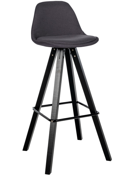 Tabouret de bar moderne en Tissu Gris foncé Bois de hêtre Noir Luccio - 1