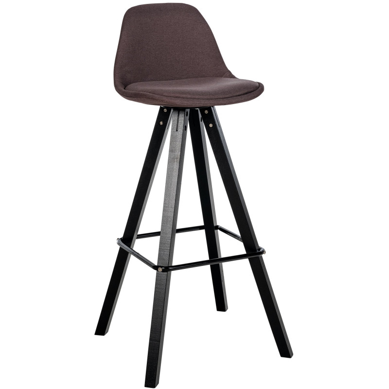 Tabouret de bar moderne en Tissu Marron Bois de hêtre Noir Luccio - 1