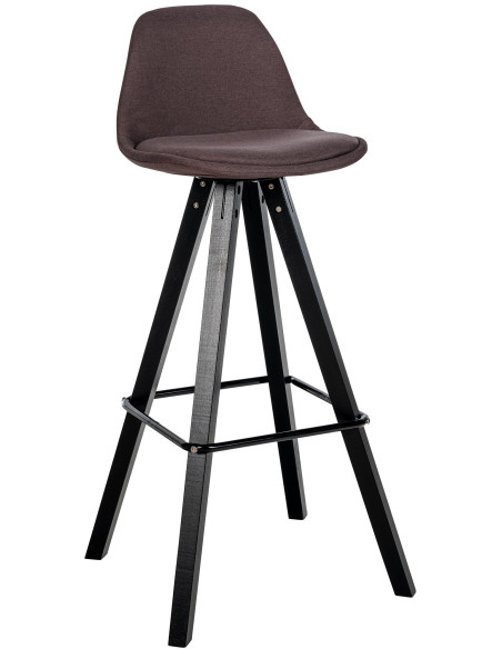 Tabouret de bar moderne en Tissu Marron Bois de hêtre Noir Luccio - 1
