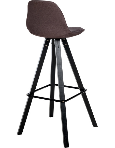 Tabouret de bar moderne en Tissu Marron Bois de hêtre Noir Luccio - 4