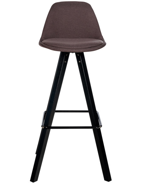 Tabouret de bar moderne en Tissu Marron Bois de hêtre Noir Luccio - 5