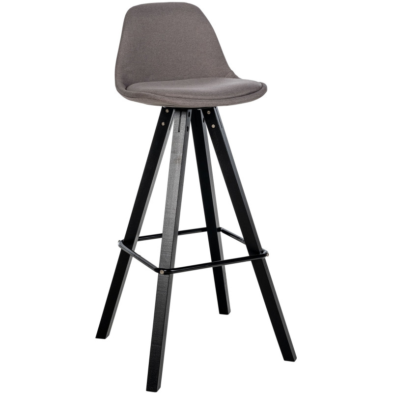 Tabouret de bar moderne en Tissu Taupe Bois de hêtre Noir Luccio - 1