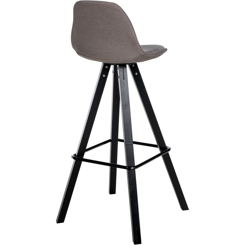 Tabouret de bar moderne en Tissu Taupe Bois de hêtre Noir Luccio - 4