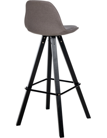 Tabouret de bar moderne en Tissu Taupe Bois de hêtre Noir Luccio - 4