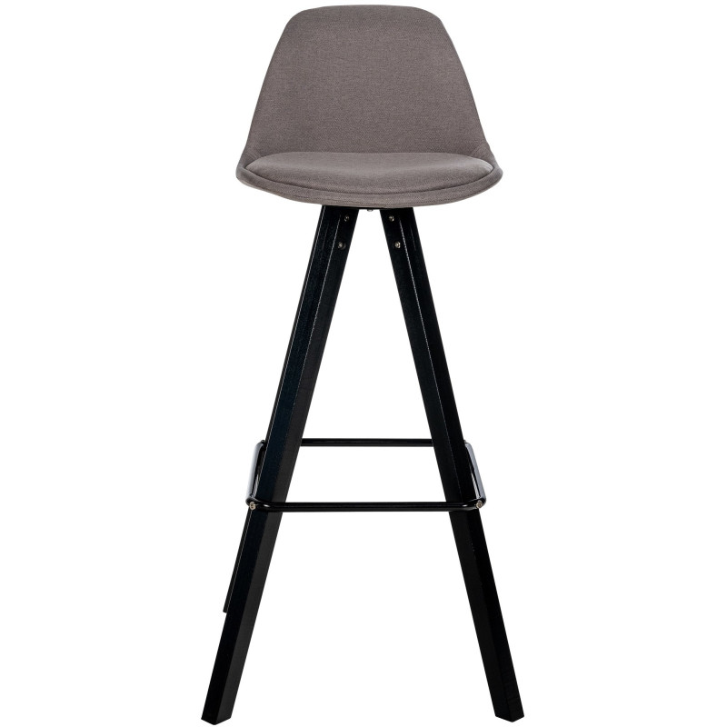 Tabouret de bar moderne en Tissu Taupe Bois de hêtre Noir Luccio - 5