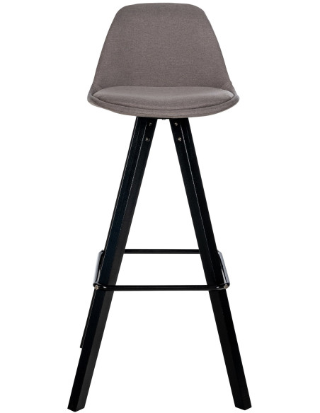 Tabouret de bar moderne en Tissu Taupe Bois de hêtre Noir Luccio - 5