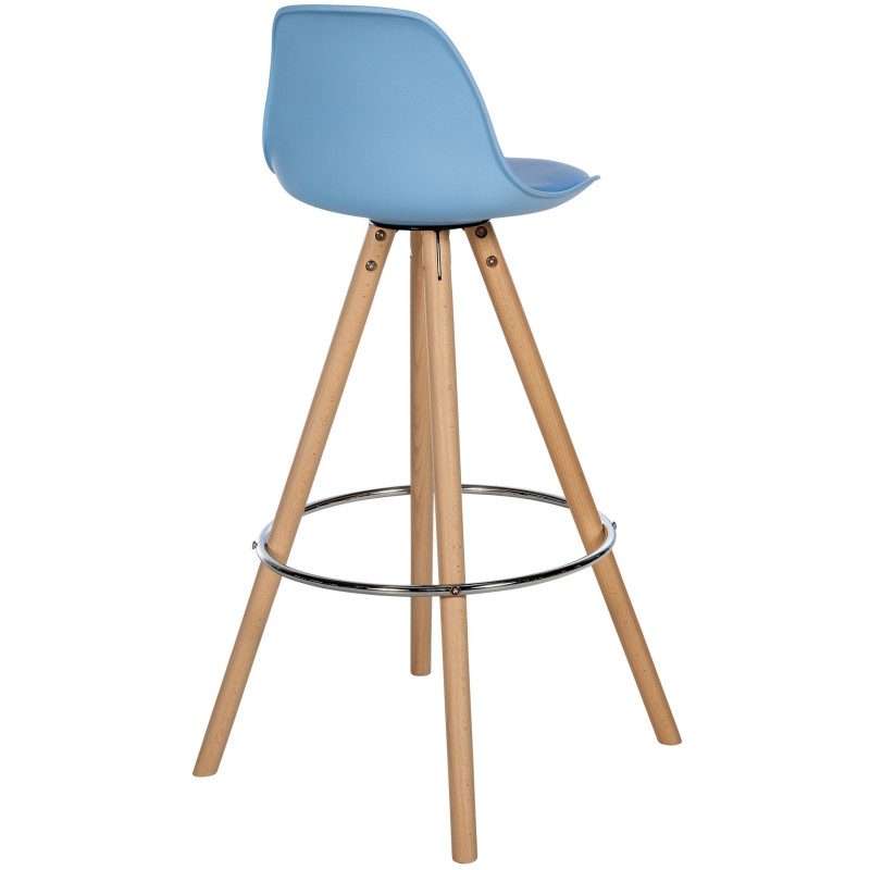 Tabouret de bar moderne en Polyuréthane Bleu Bois de hêtre Naturel Majano - 4