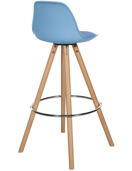 Tabouret de bar moderne en Polyuréthane Bleu Bois de hêtre Naturel Majano - 4