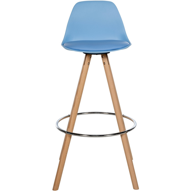 Tabouret de bar moderne en Polyuréthane Bleu Bois de hêtre Naturel Majano - 5