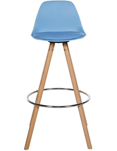 Tabouret de bar moderne en Polyuréthane Bleu Bois de hêtre Naturel Majano - 5