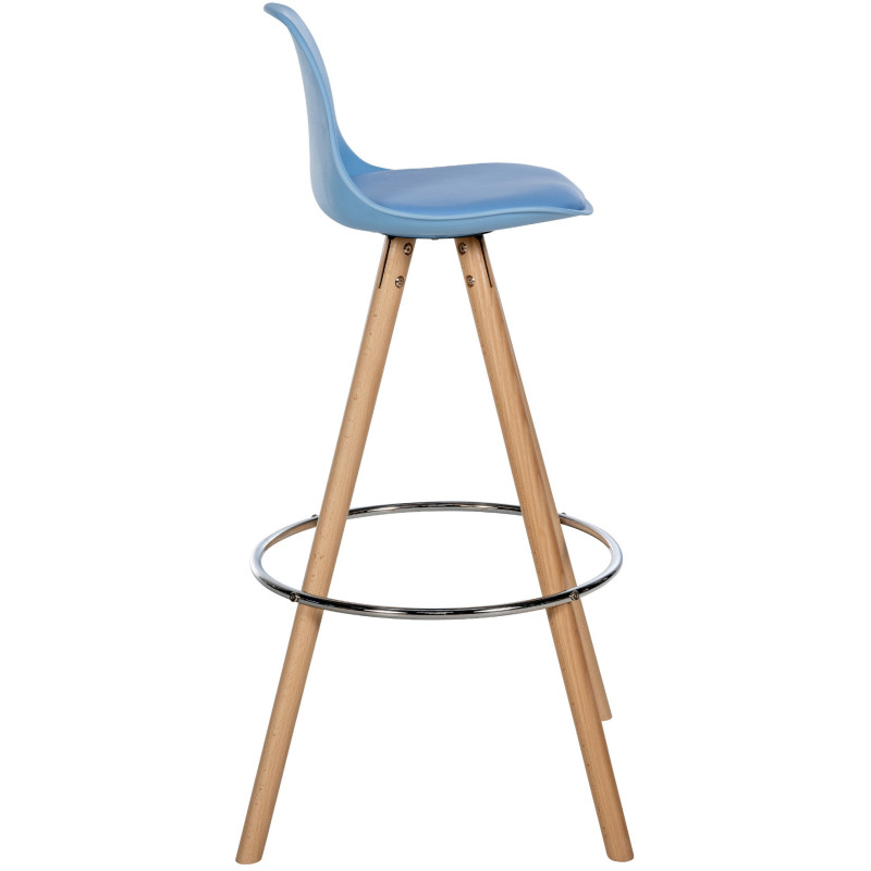 Tabouret de bar moderne en Polyuréthane Bleu Bois de hêtre Naturel Majano - 6