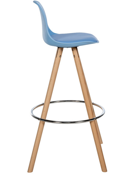 Tabouret de bar moderne en Polyuréthane Bleu Bois de hêtre Naturel Majano - 6