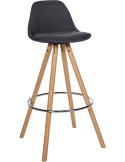 Tabouret de bar moderne en Tissu Gris foncé Bois de hêtre Naturel Majano
