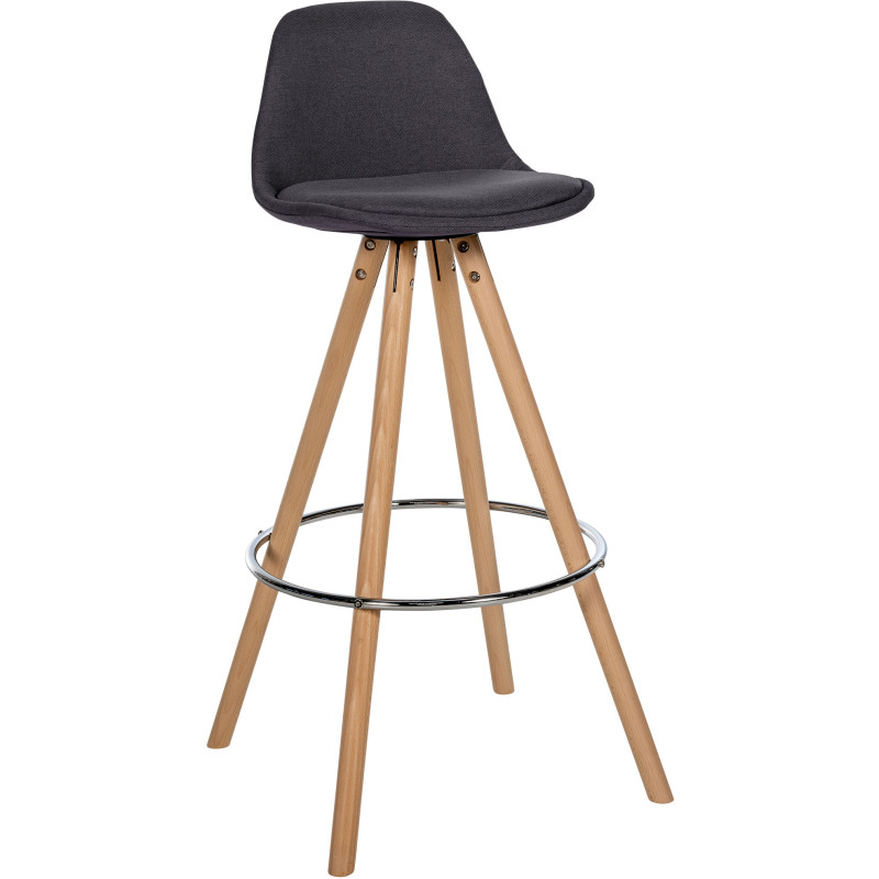Tabouret de bar moderne en Tissu Gris foncé Bois de hêtre Naturel Majano - 1