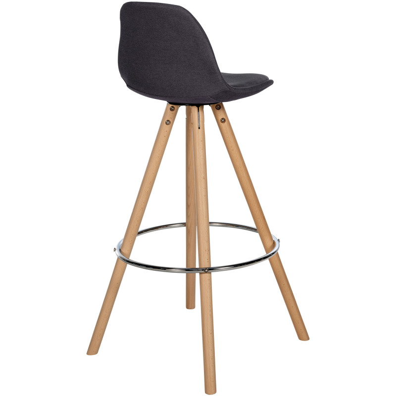 Tabouret de bar moderne en Tissu Gris foncé Bois de hêtre Naturel Majano - 4