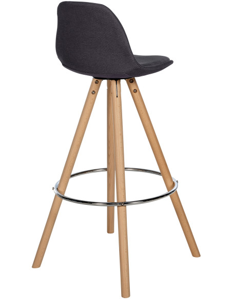 Tabouret de bar moderne en Tissu Gris foncé Bois de hêtre Naturel Majano - 4