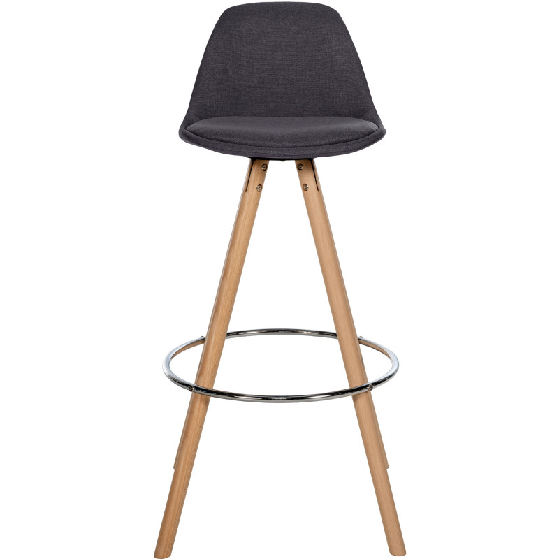 Tabouret de bar moderne en Tissu Gris foncé Bois de hêtre Naturel Majano - 5