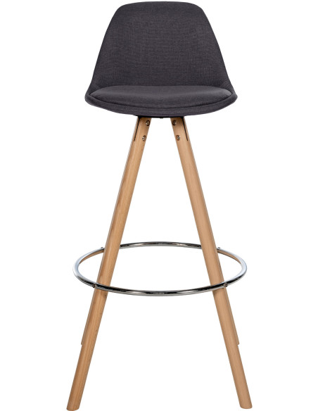 Tabouret de bar moderne en Tissu Gris foncé Bois de hêtre Naturel Majano - 5