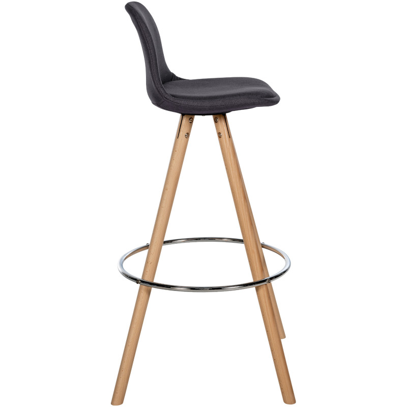 Tabouret de bar moderne en Tissu Gris foncé Bois de hêtre Naturel Majano - 6