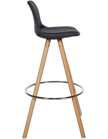 Tabouret de bar moderne en Tissu Gris foncé Bois de hêtre Naturel Majano - 6