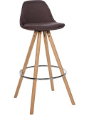 Tabouret de bar moderne en Tissu Marron Bois de hêtre Naturel Majano