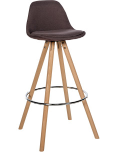 Tabouret de bar moderne en Tissu Marron Bois de hêtre Naturel Majano - 1