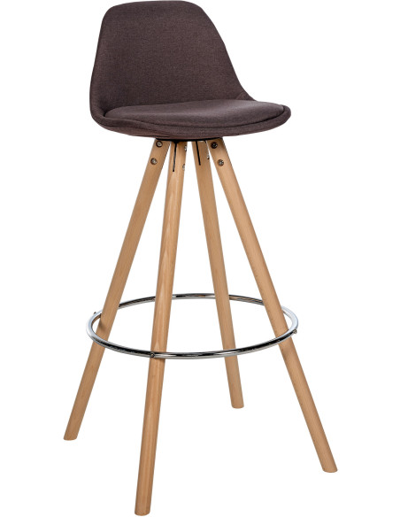 Tabouret de bar moderne en Tissu Marron Bois de hêtre Naturel Majano - 1