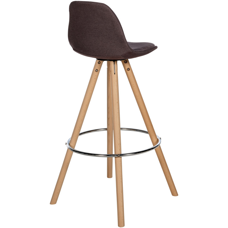 Tabouret de bar moderne en Tissu Marron Bois de hêtre Naturel Majano - 4