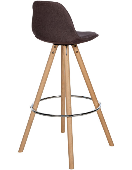 Tabouret de bar moderne en Tissu Marron Bois de hêtre Naturel Majano - 4